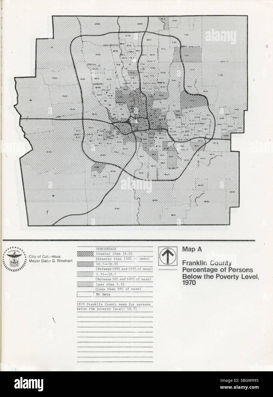 Cette section du rapport de 1984 « changements chez les personnes en dessous du niveau de pauvreté » fournit une analyse plus approfondie des tendances de la pauvreté dans le centre de l'Ohio, basée sur les données du recensement américain de 1970 et 1980. Banque D'Images