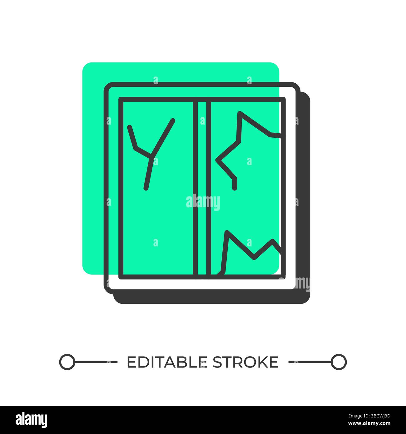 Icône de ligne d'ombre décalée de fenêtre cassée Illustration de Vecteur