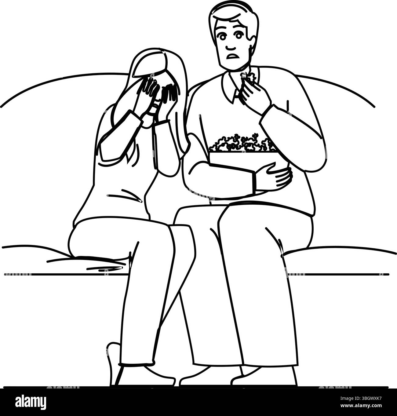 vecteur couple de film d'horreur de peur Illustration de Vecteur