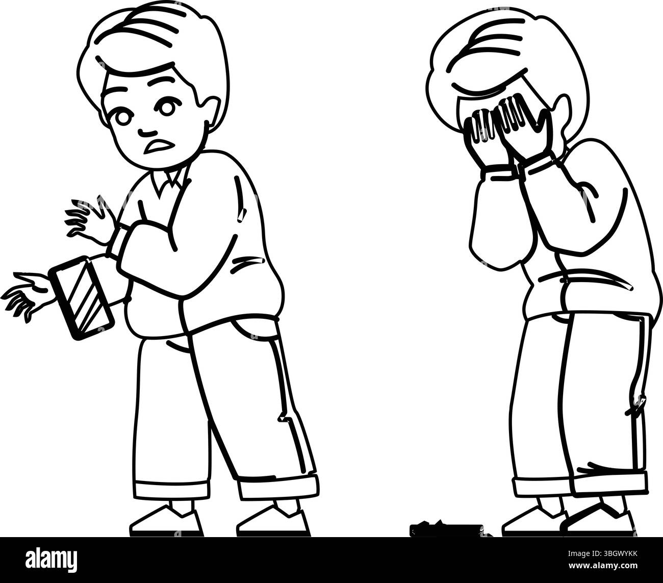 vecteur de téléphone brisé kid boy Illustration de Vecteur