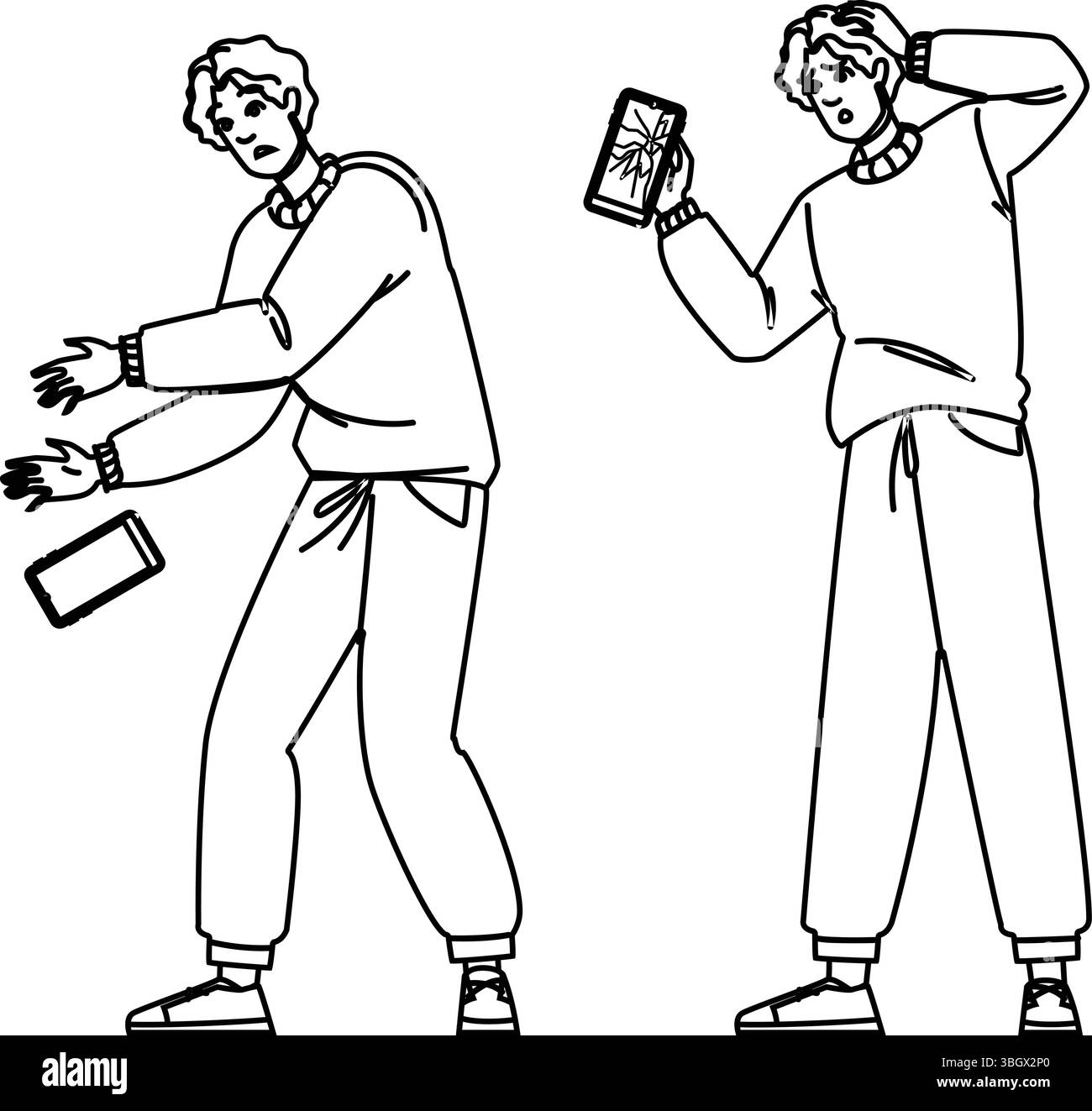 vecteur de téléphone cassé de l'homme d'écran Illustration de Vecteur