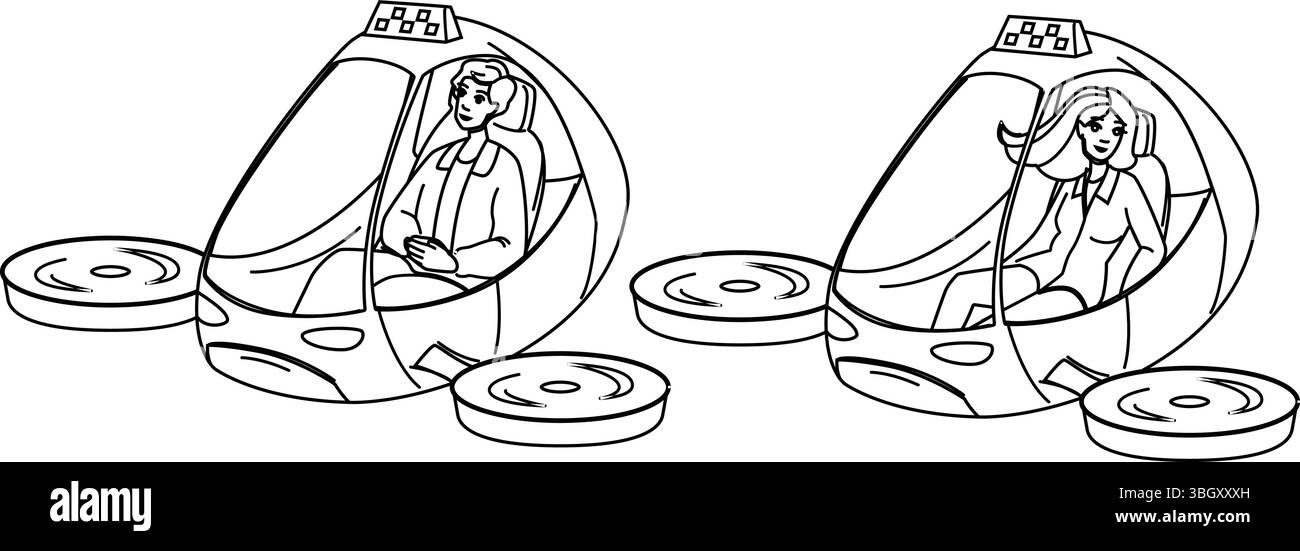 vecteur de taxi volant autonome de technologie Illustration de Vecteur