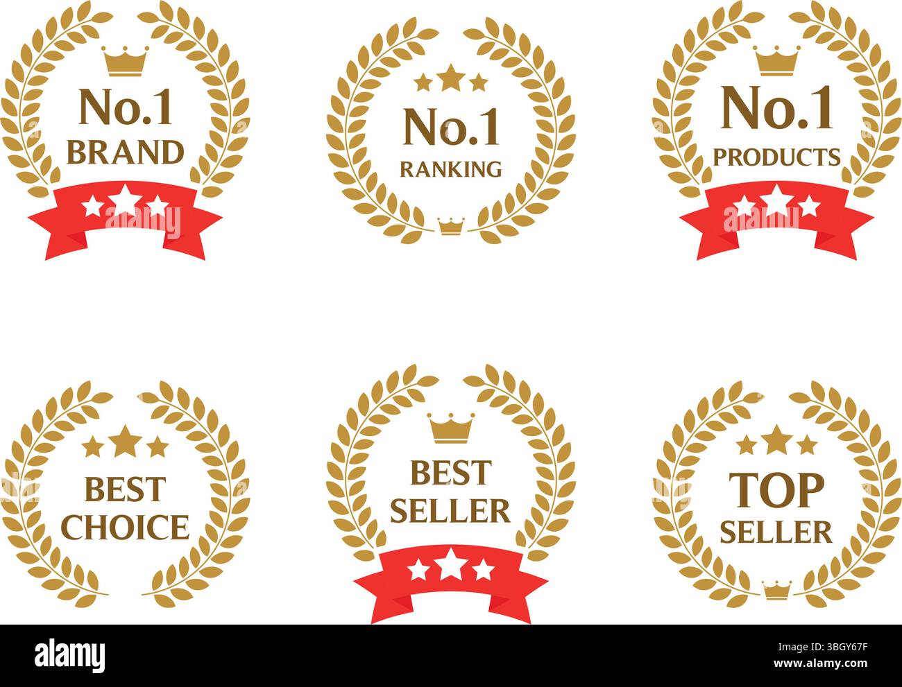 No.1 marque Best Choice Gold badge Set vectoriel Illustration de Vecteur