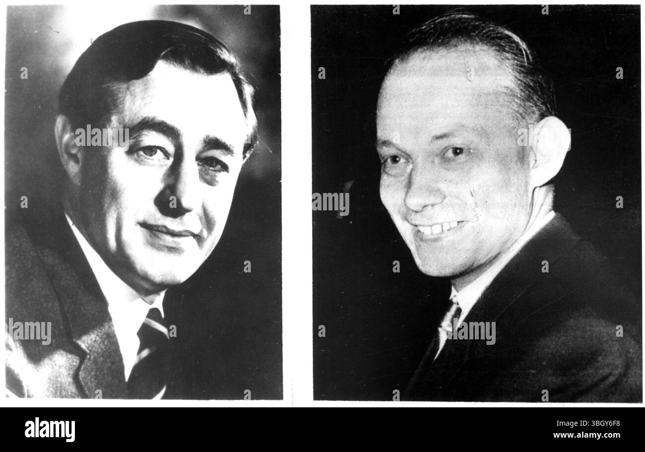 Gagnez un prix Nobel. Le professeur George porter (à gauche sur la photo du dossier 1963), Royal institution, Londres, et le professeur Manfred Eigen (à droite, sur la photo du dossier récent), de l'Institut Max Planck, Allemagne de l'Ouest, deux des trois professeurs qui ont reçu conjointement le prix Nobel de chimie 1967 de l'Académie suédoise des sciences, le 30 octobre. 30 octobre 1967 Banque D'Images
