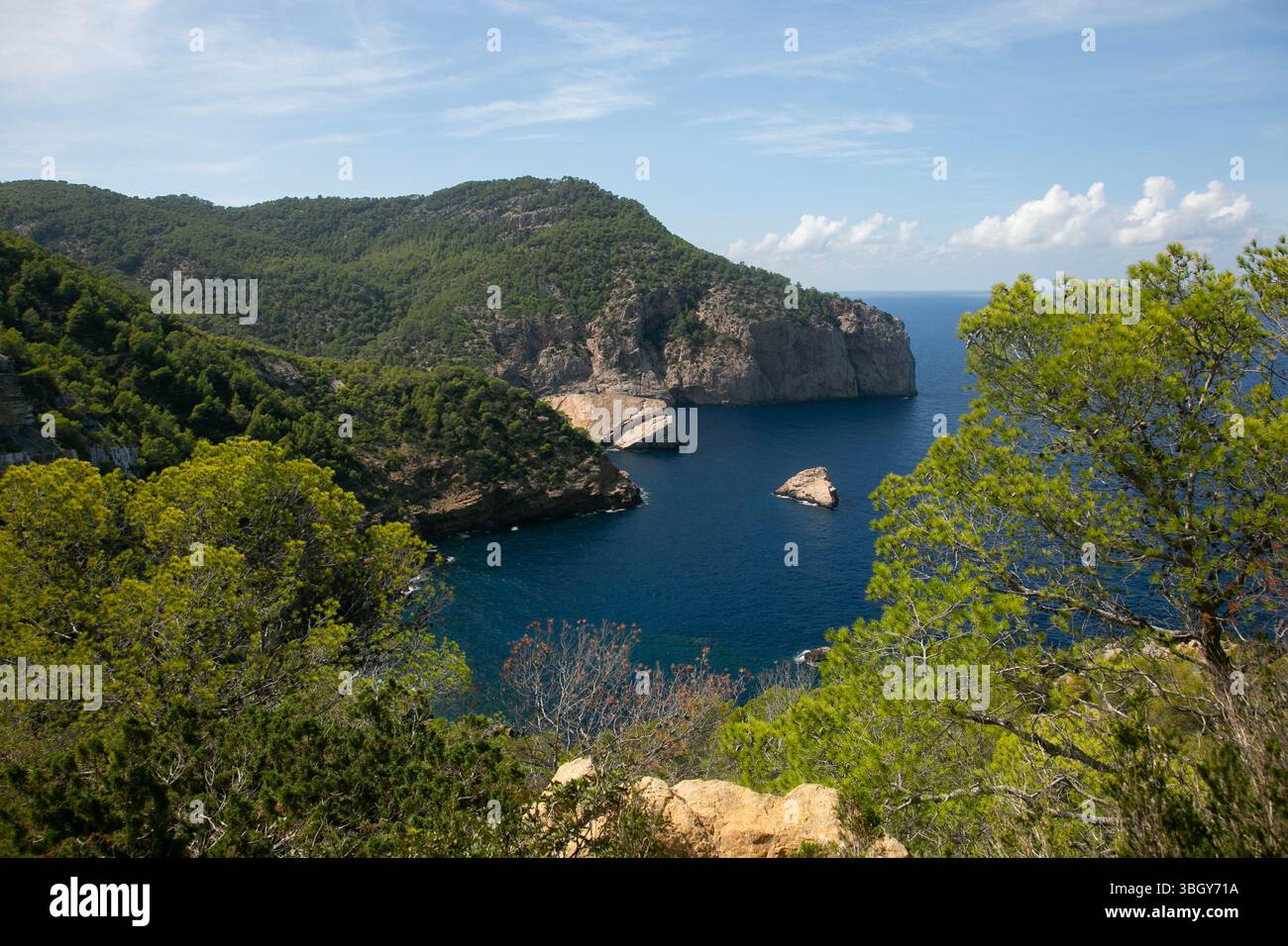 Belle plage sauvage d'es Portitxol sur l'île d'Ibiza Banque D'Images