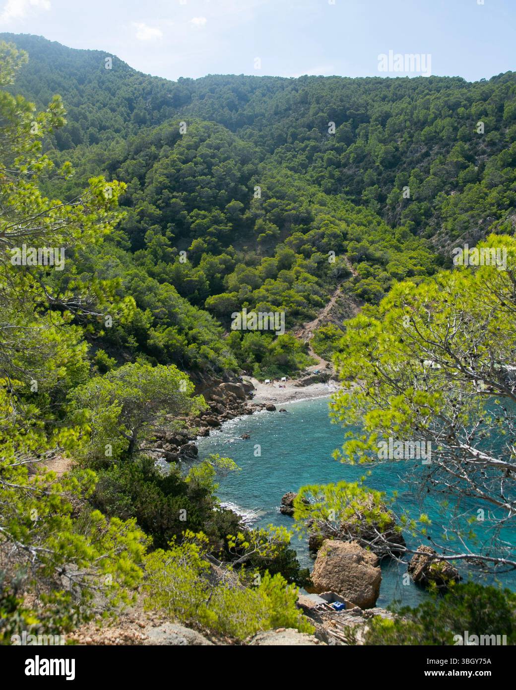 Belle plage sauvage d'es Portitxol sur l'île d'Ibiza Banque D'Images