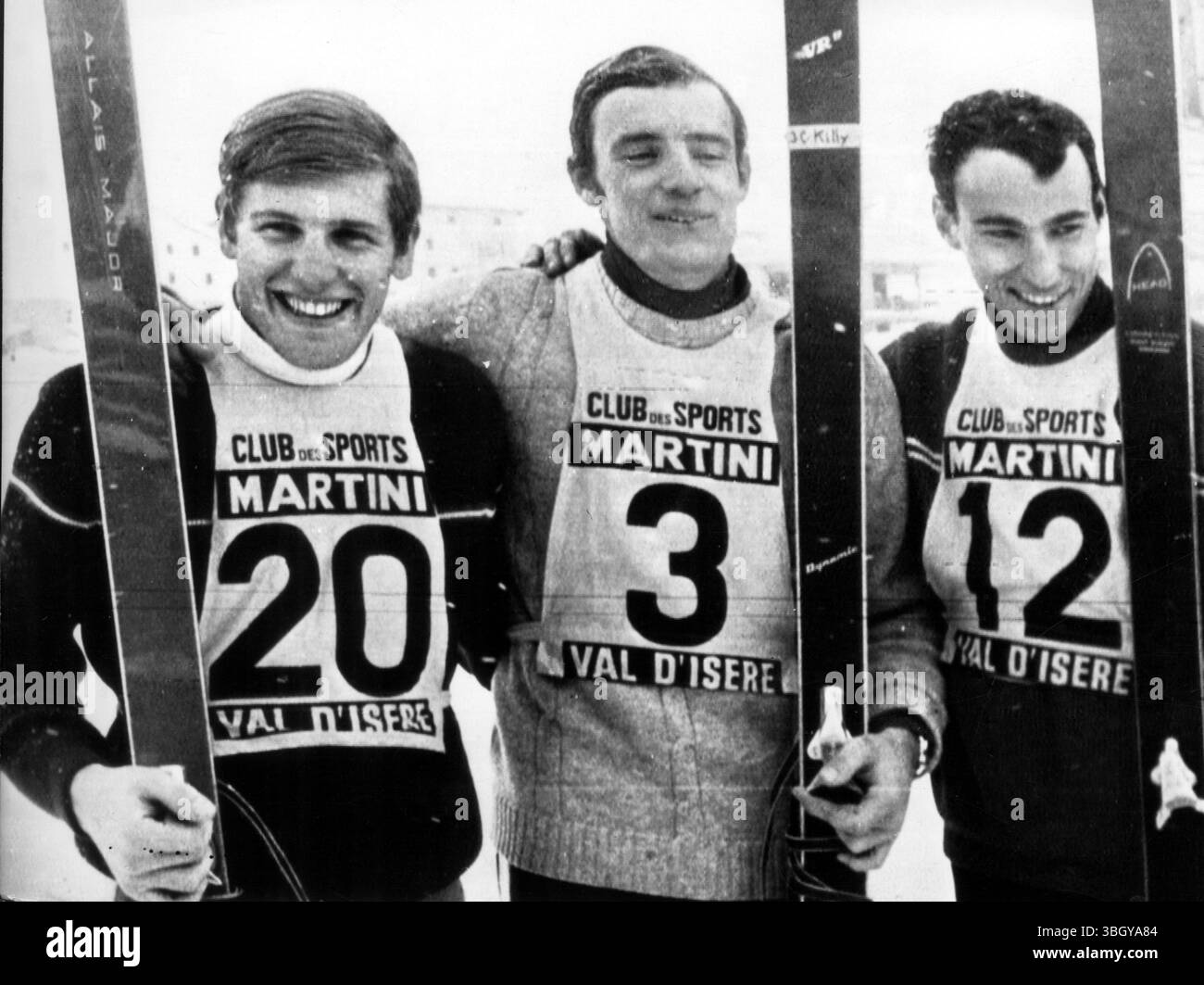 Roger Rossat Mignot 2nd, Jean Claude Killy et Suisse Edmund. 14 décembre 1966 Banque D'Images