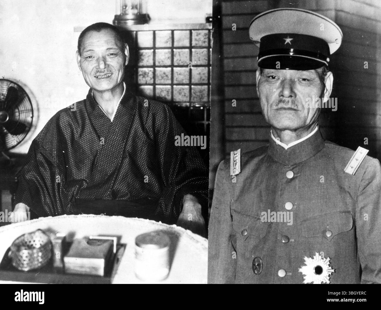 Yoshiyuki Kawashima, membre du Conseil suprême de guerre du Japon, nommé le 5 septembre par l'empereur, ministre de la guerre, succédant au général Senjuro Hayashi, qui démissionna à la suite de l'assassinat du lieutenant-général Nagata, chef du Bureau des affaires militaires du Bureau de la guerre. 22 septembre 1945 Banque D'Images