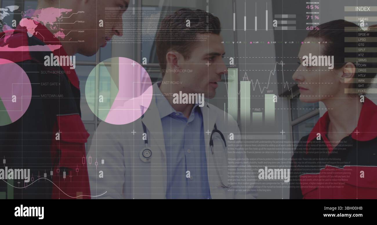 Image du traitement des données sur divers médecins Banque D'Images