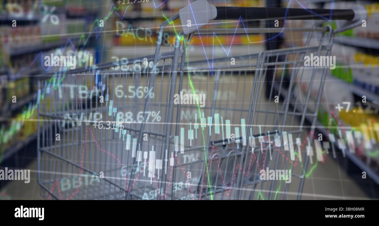 Image du traitement des données sur le panier Banque D'Images