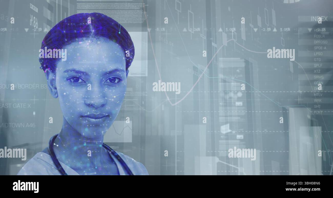 Image du traitement des données sur médecin féminin Banque D'Images