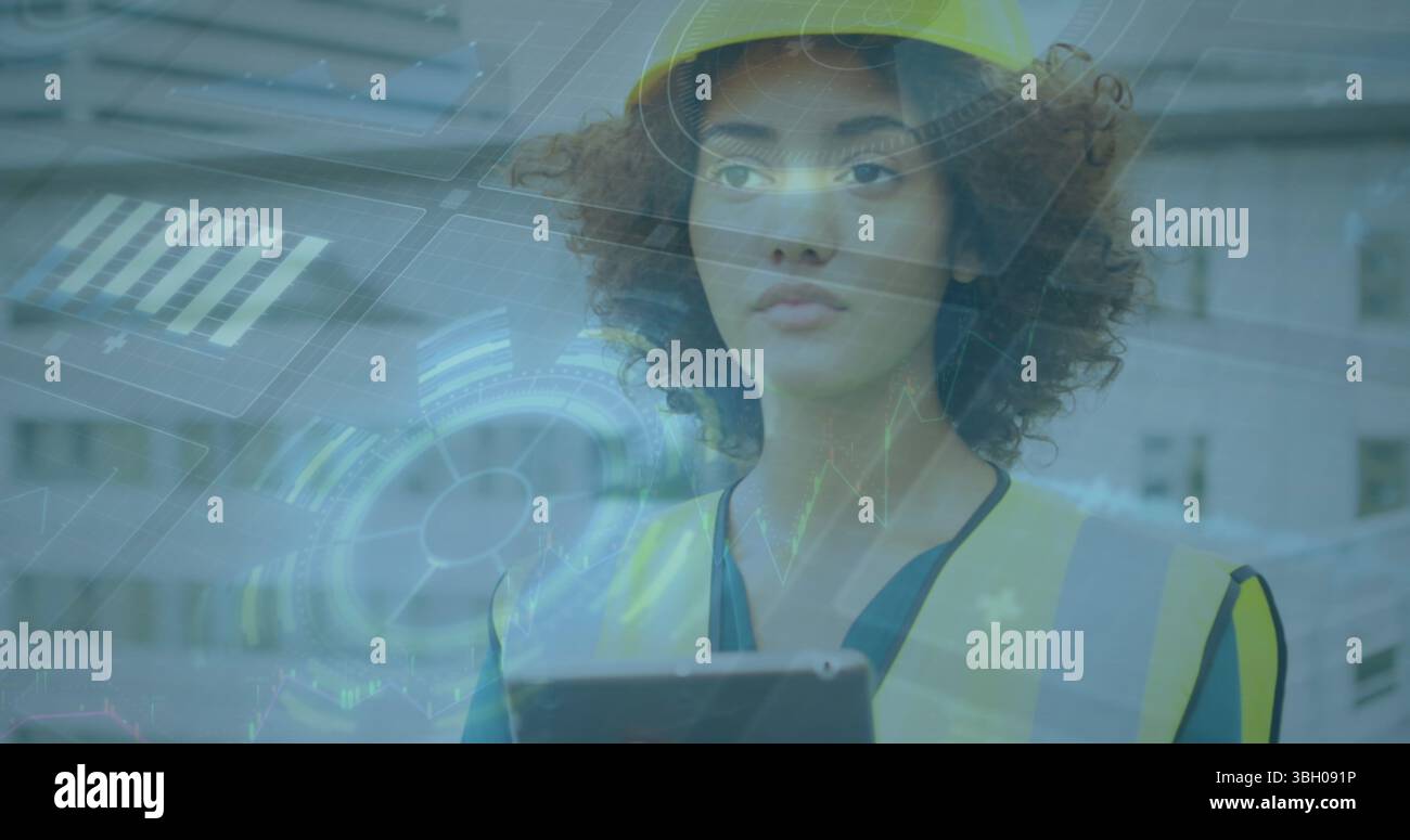 Image d'un balayage d'oscilloscope avec traitement des données sur une travailleuse Banque D'Images