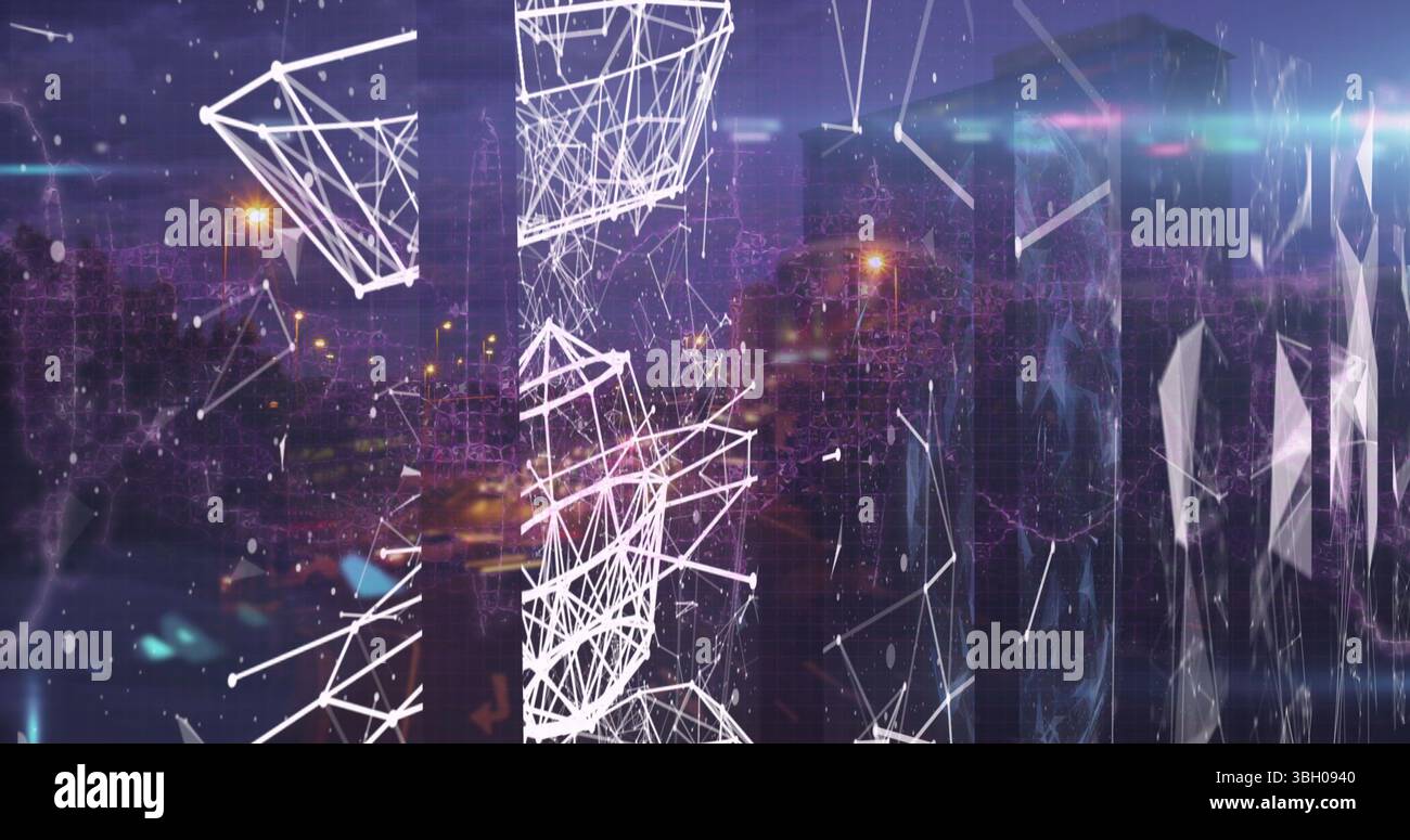 Image du réseau de connexion sur Cityscape Banque D'Images