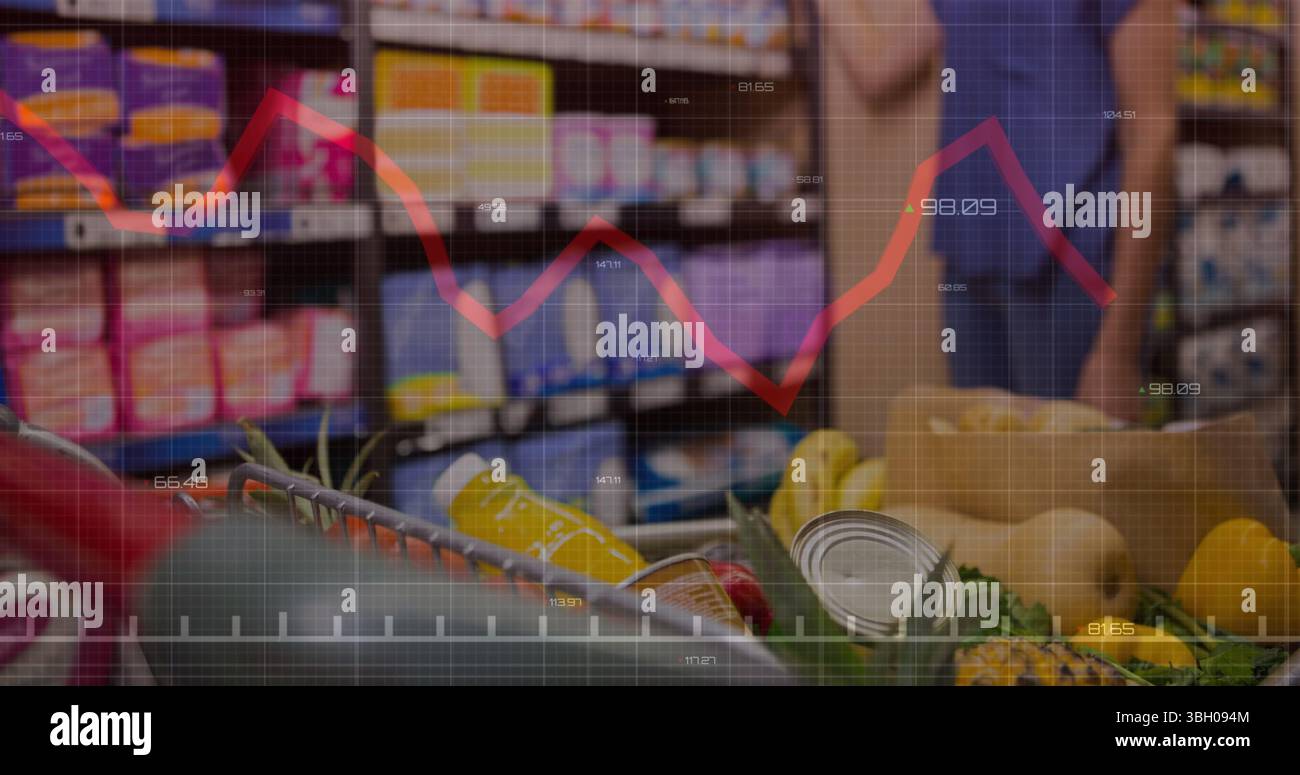 Image du traitement des données financières sur le panier Banque D'Images