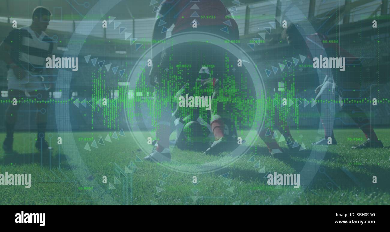Image du traitement des données sur les joueurs de football Banque D'Images
