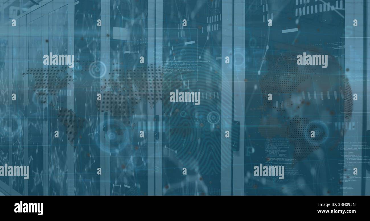 Image du globe, des connexions et des données sur les serveurs Banque D'Images