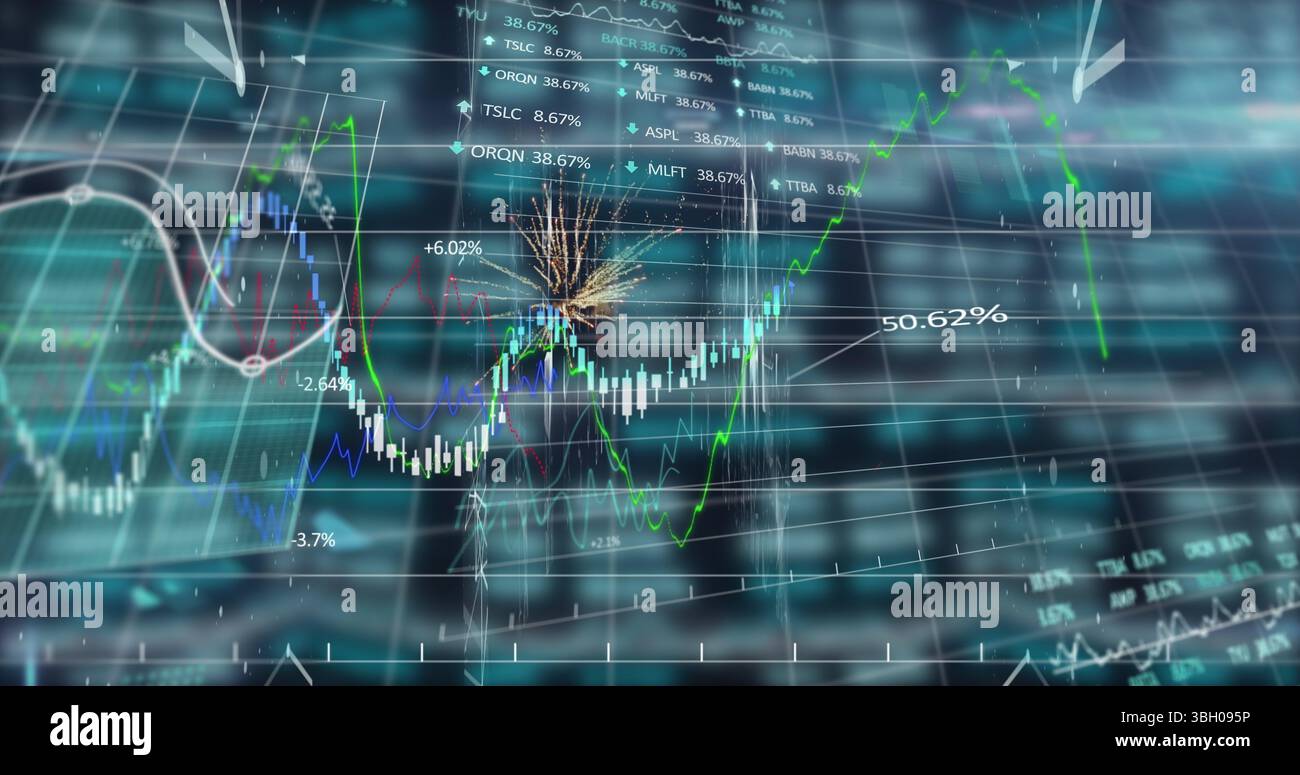 Image du traitement des données sur les données financières sur la grille Banque D'Images