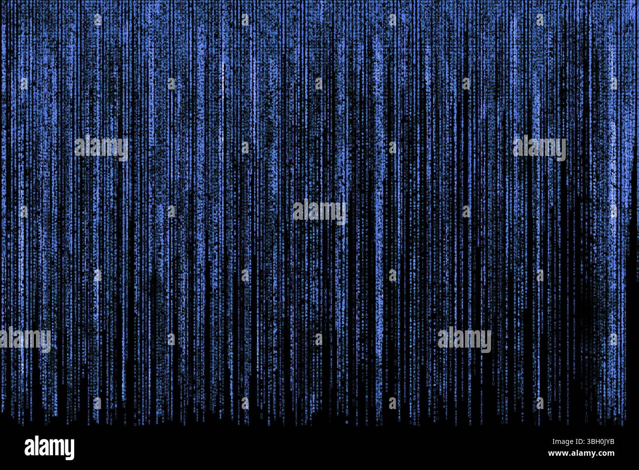 Grand fond de matrice bleu, code informatique avec symboles et caractères Banque D'Images