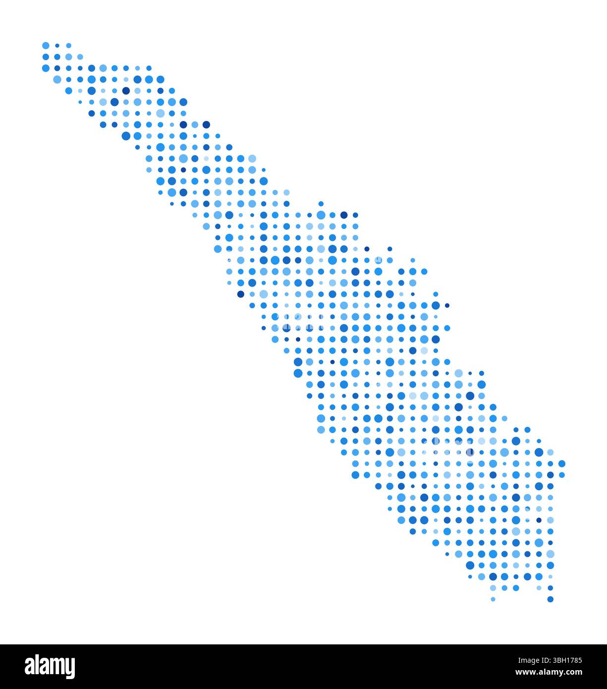 Carte des points de Sumatra. Forme de style numérique îlot. Image vectorielle Sumatra. Points circulaires bleus en forme d'îlot. Illustration vectorielle élégante. Illustration de Vecteur