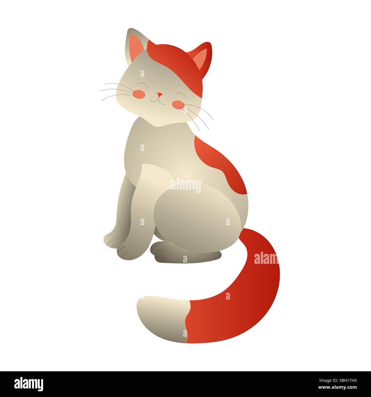 Chaton. Chat blanc mignon avec des taches rouges. Illustration vectorielle isolée sur fond blanc. Illustration de Vecteur Chaton. Chat blanc mignon avec des taches rouges. Illustration vectorielle isolée sur fond blanc. Illustration de Vecteur