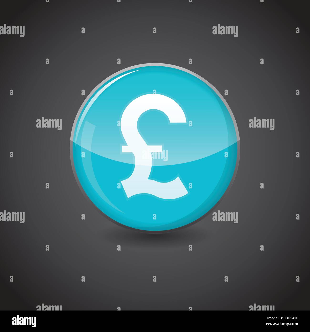 Icône de la devise de la livre britannique sur la sphère bleu aqua brillant. Vecteur de symbole de devise. Illustration d'un cercle bleu brillant. Financier, économique, crypto, investissement Illustration de Vecteur