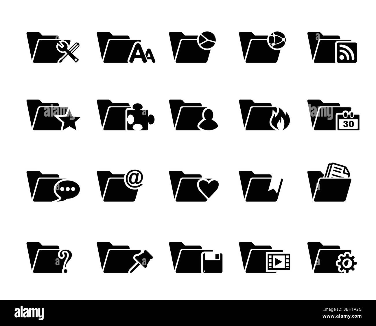 Ensemble d'icônes vectorielles d'e-mail. paramètres, police, web, étoile, graver, calendrier, commentaire, e-mails, cœur, signet, fichiers, pages, épingler, enregistrer, film, paramètres etc. i Illustration de Vecteur