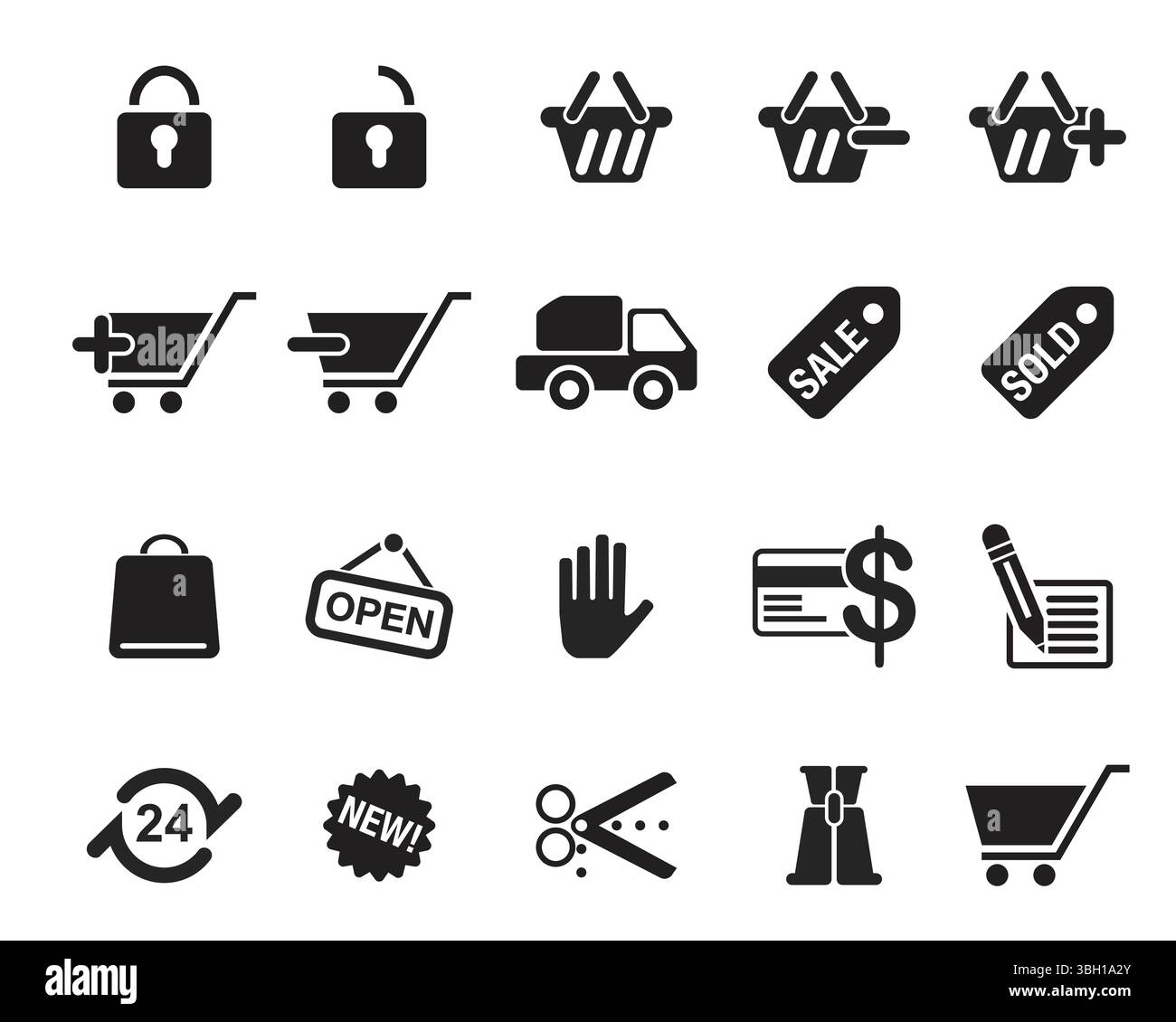 Panier Pixel Perfect Vector icônes pour Web Graphics. Simple minimal Illustration de Vecteur