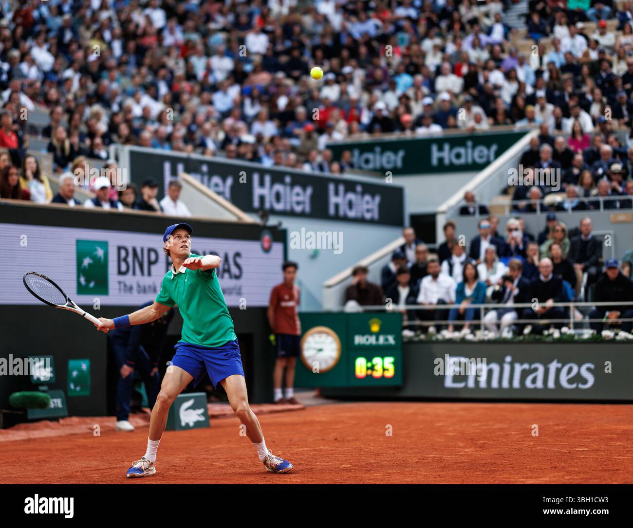 Paris, France. 06 juin 2025. Jannik Sinner (ITA) lors du Roland Garros 2025. Crédit : Corleve/Alamy Live News Banque D'Images