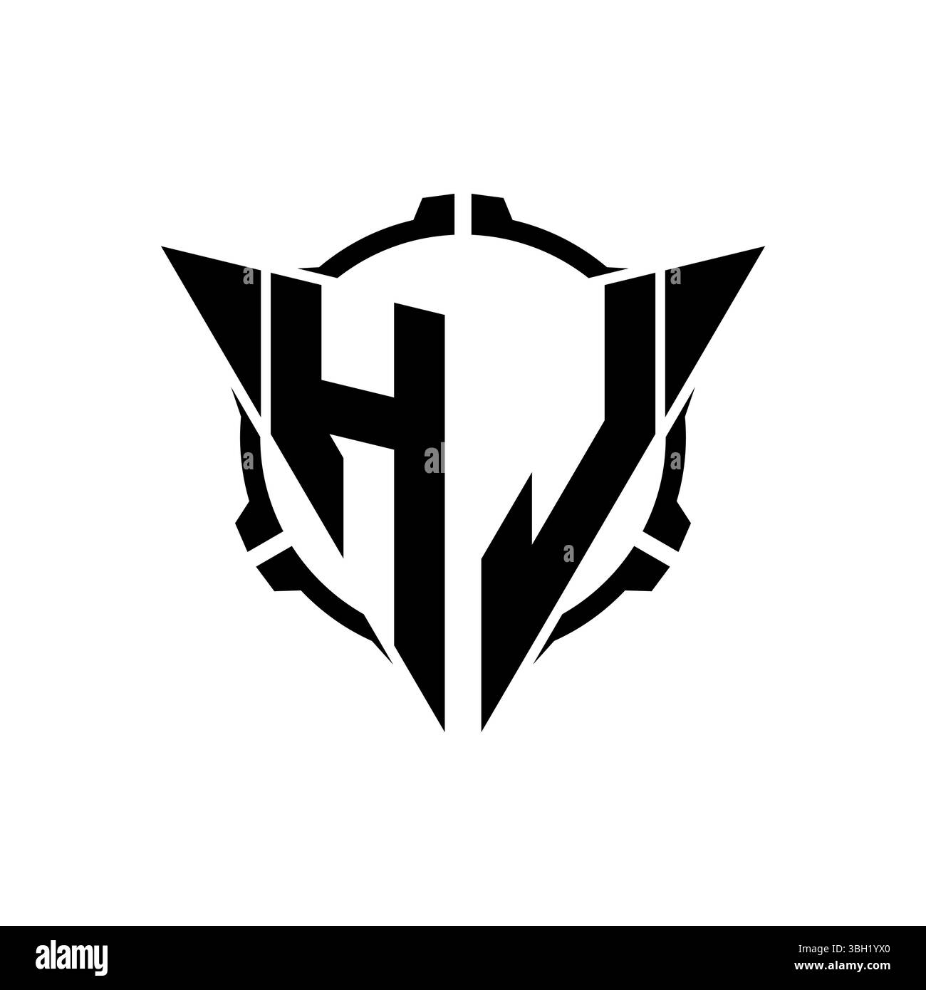 HL Gaming logo initial avec géométrique moderne Triangle arrondi Sniper conception de style tactique en arrière-plan isolé, monogramme de jeu minimaliste lo Illustration de Vecteur