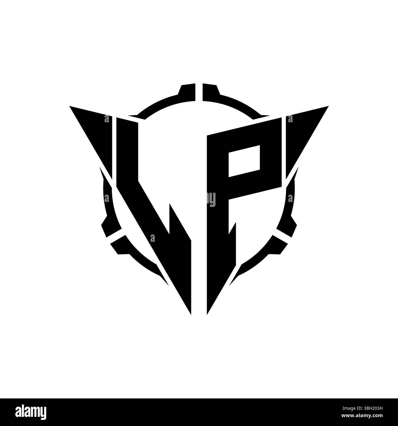 LP Gaming logo initial avec géométrique moderne Triangle arrondi Sniper conception de style tactique en arrière-plan isolé, monogramme de jeu minimaliste lo Illustration de Vecteur
