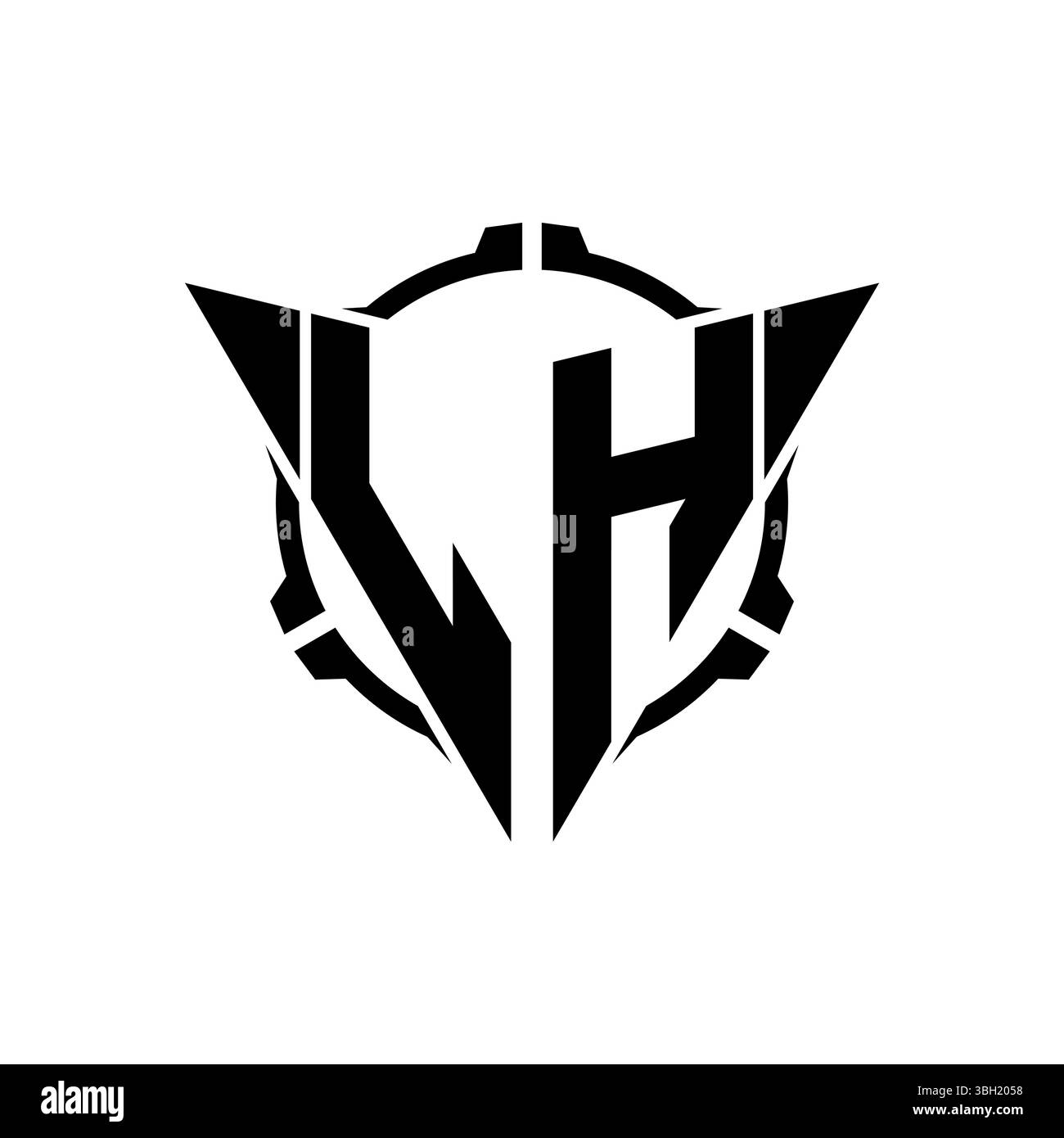 LH Gaming logo initial avec géométrique moderne Triangle arrondi Sniper conception de style tactique en arrière-plan isolé, monogramme de jeu minimaliste lo Illustration de Vecteur
