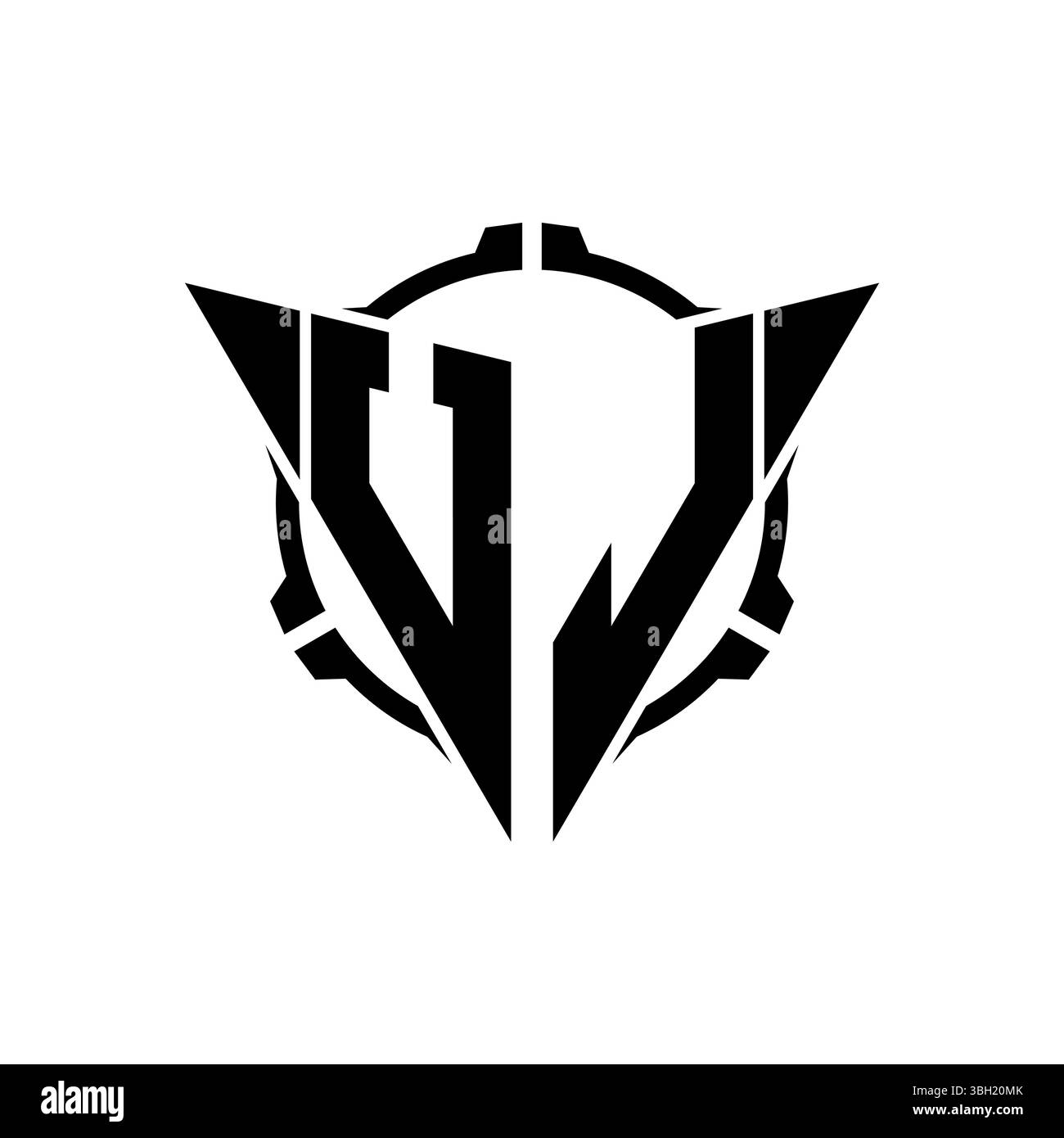 UL Gaming logo initial avec géométrique Triangle arrondi Sniper conception de style tactique en arrière-plan isolé, monogramme de jeu minimaliste lo Illustration de Vecteur