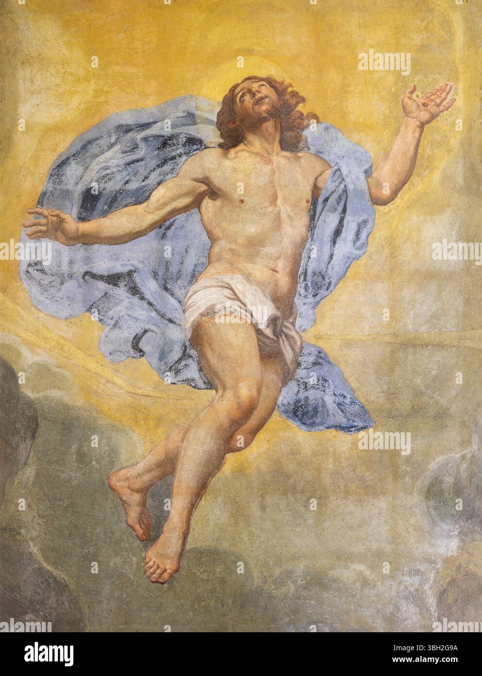 PIACENZA, ITALIE - 19 MAI 2025 : la peinture de Jésus ressuscité dans la cathédrale - Cattedrale di Santa Maria Assunta e Santa Giustina Banque D'Images