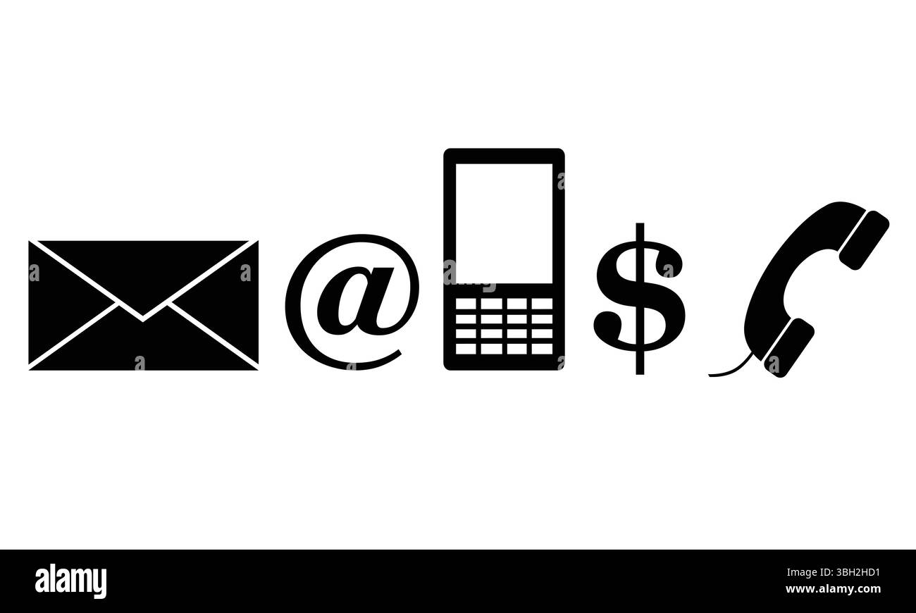 Ensemble de 5 icônes linéaires vectorielles de papeterie. e-mail, mobile, dollar, icônes de téléphone. Icône de collection isolée pour les sites Web Illustration de Vecteur Ensemble de 5 icônes linéaires vectorielles de papeterie. e-mail, mobile, dollar, icônes de téléphone. Icône de collection isolée pour les sites Web Illustration de Vecteur
