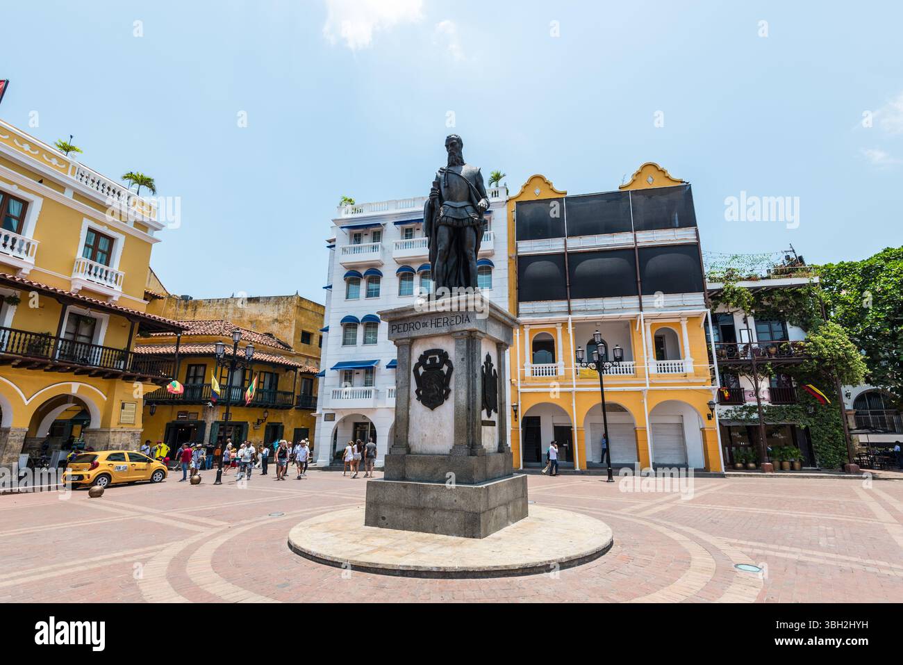 Carthagène, Colombie - 12 avril 2024 : Statue de Pedro de Heredia, fondateur de Carthagène à Carthagène de Indias, Colombie, Amérique du Sud. Banque D'Images
