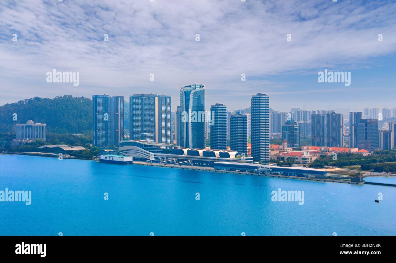 Environnement urbain de Nansha International Cruise Home Port, Guangzhou, Chine Banque D'Images