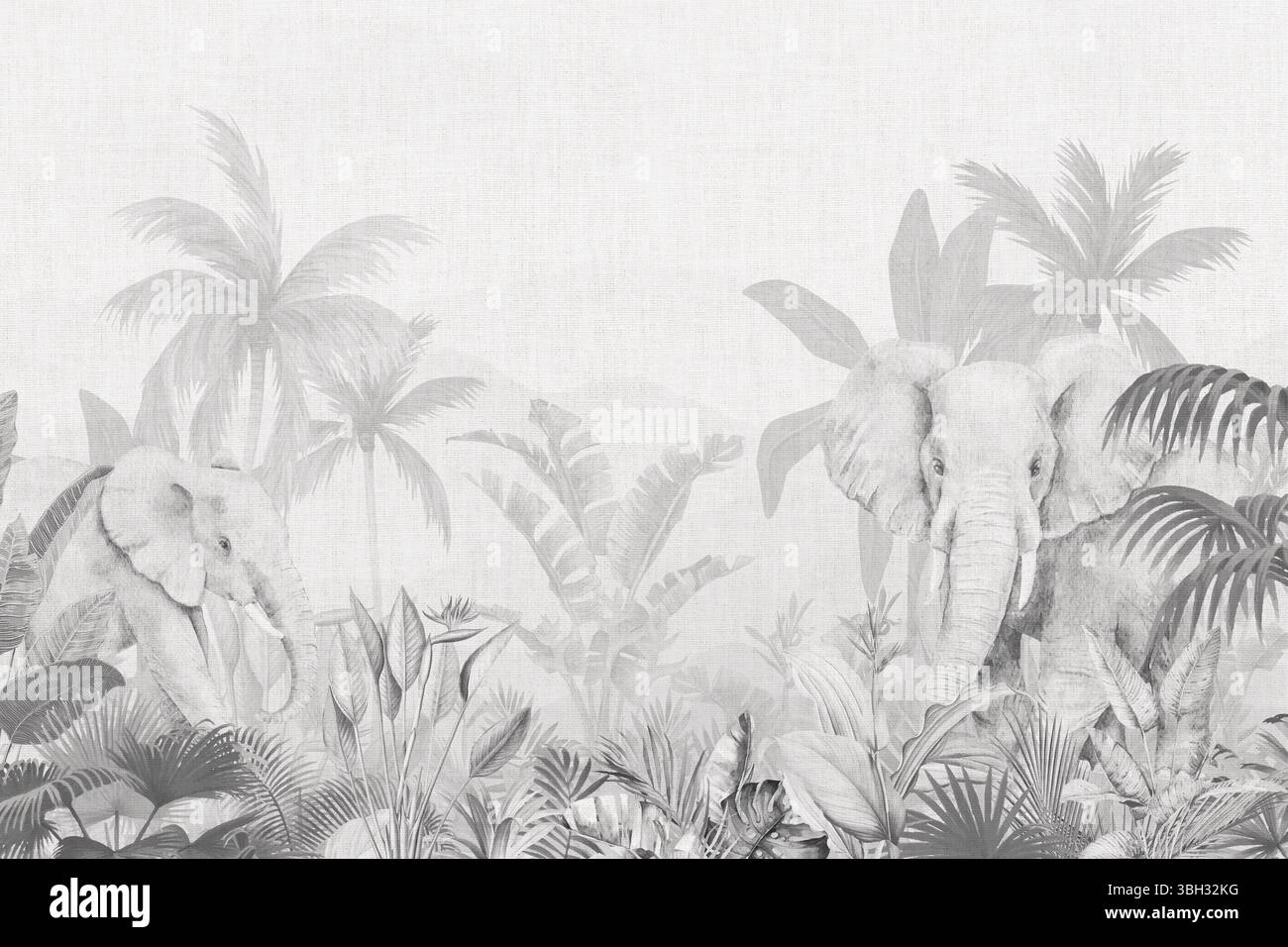 Décor tropical vieilli : imprimé sans couture de la forêt de palmiers brun délavé Banque D'Images