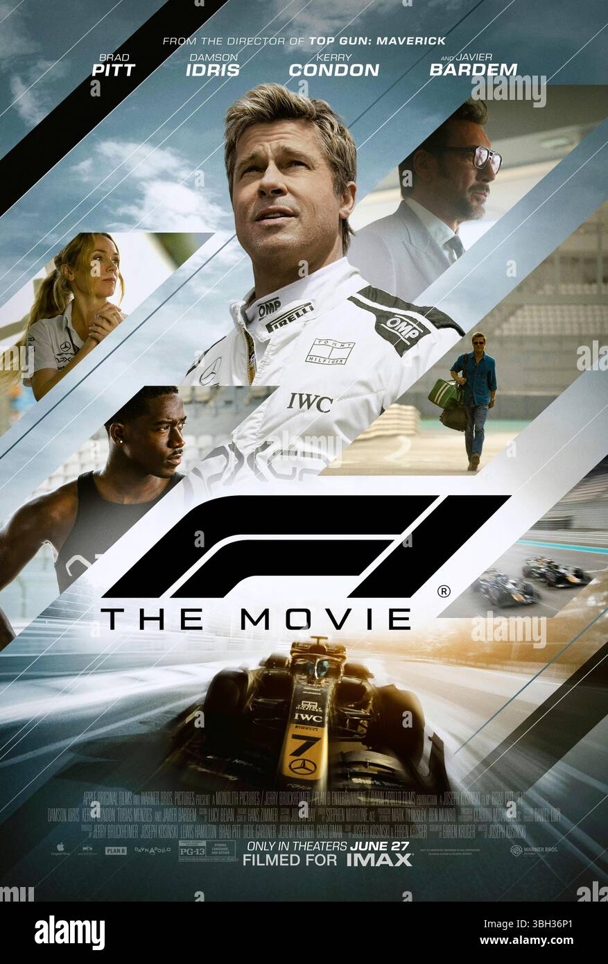 F1 : The Movie (2025) réalisé par Joseph Kosinski et mettant en vedette Brad Pitt, Damson Idris et Kerry Condon. Un ancien pilote de formule 1 sort de sa retraite pour encadrer et faire équipe avec un pilote plus jeune, alors qu’ils se battent contre des écuries d’élite sur la plus grande scène de course au monde. Affiche AMÉRICAINE À une feuille POUR USAGE ÉDITORIAL UNIQUEMENT. Crédit : BFA / Warner Bros Banque D'Images