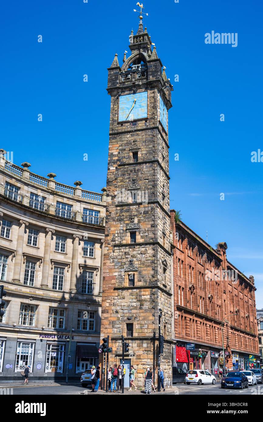 Tolbooth Steeple sur la High Street à Merchant City, Glasgow, Écosse, Royaume-Uni Banque D'Images