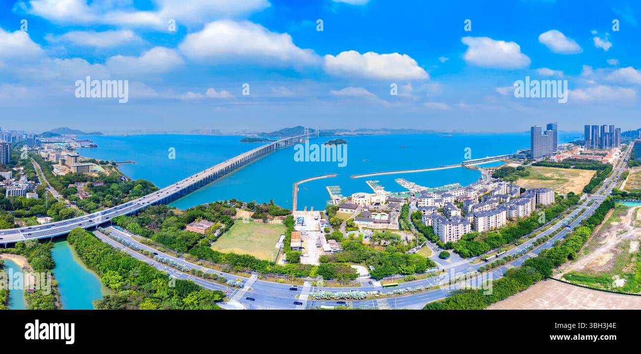 Vue aérienne du pont Humen dans la ville de Dongguan, province du Guangdong, Chine Banque D'Images