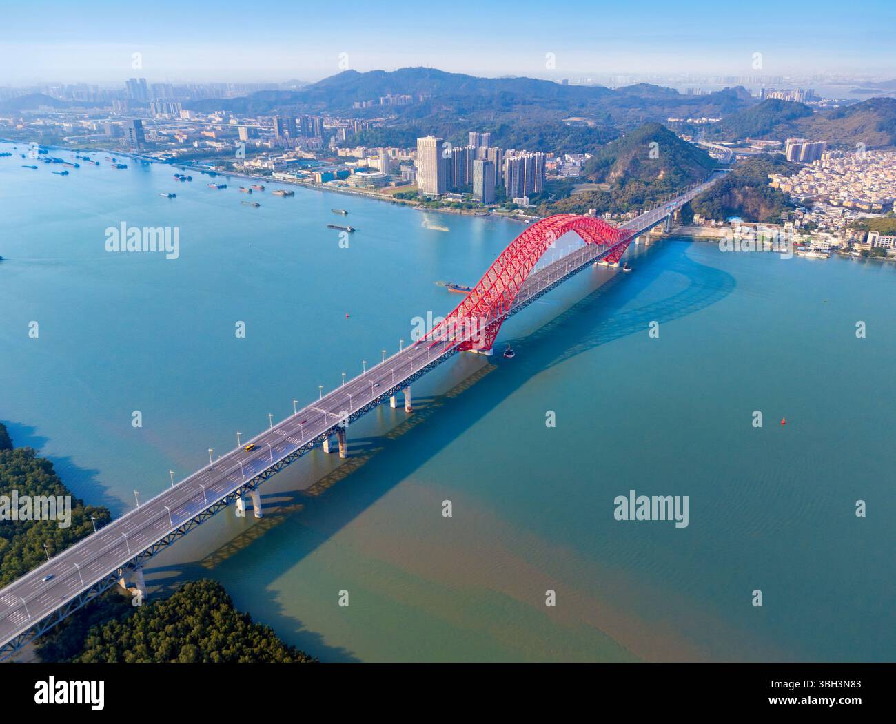 Pont de la baie de Pearl, Guangzhou, Guangdong, Chine Banque D'Images