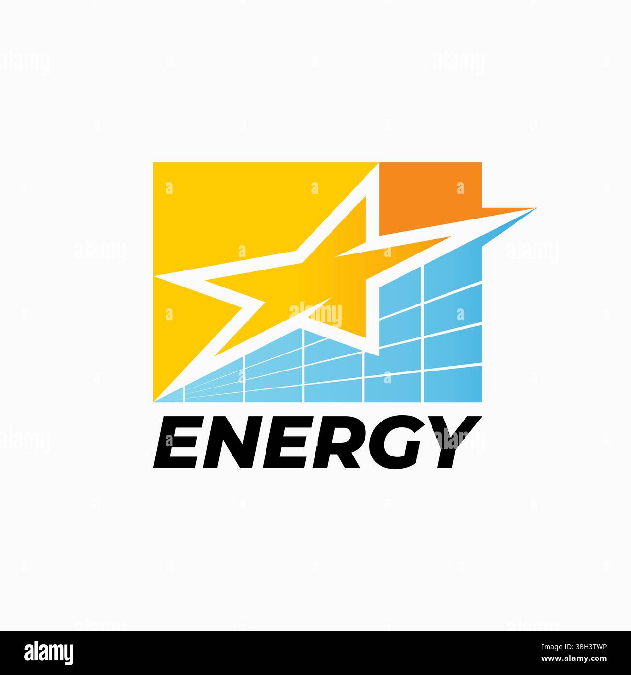Conception de logo concept graphique créatif premium vecteur image stock top vendre étoile tordue cellule solaire vitesse rapide énergie renouvelable panneau d'alimentation électrique Sun Illustration de Vecteur