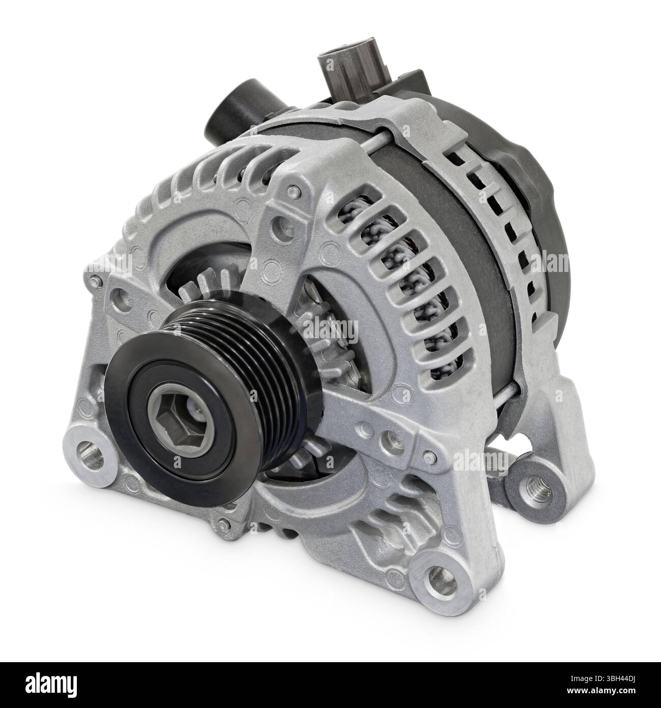 Alternateur automobile neuf générique, générateur électrique automobile, isolé sur fond blanc Banque D'Images