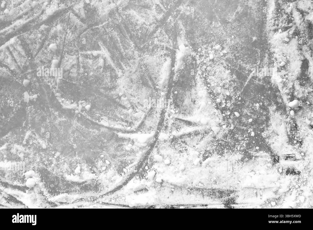 Plancher de patinoire, détail d'un fond texturé de glace. Sports et saisons Banque D'Images