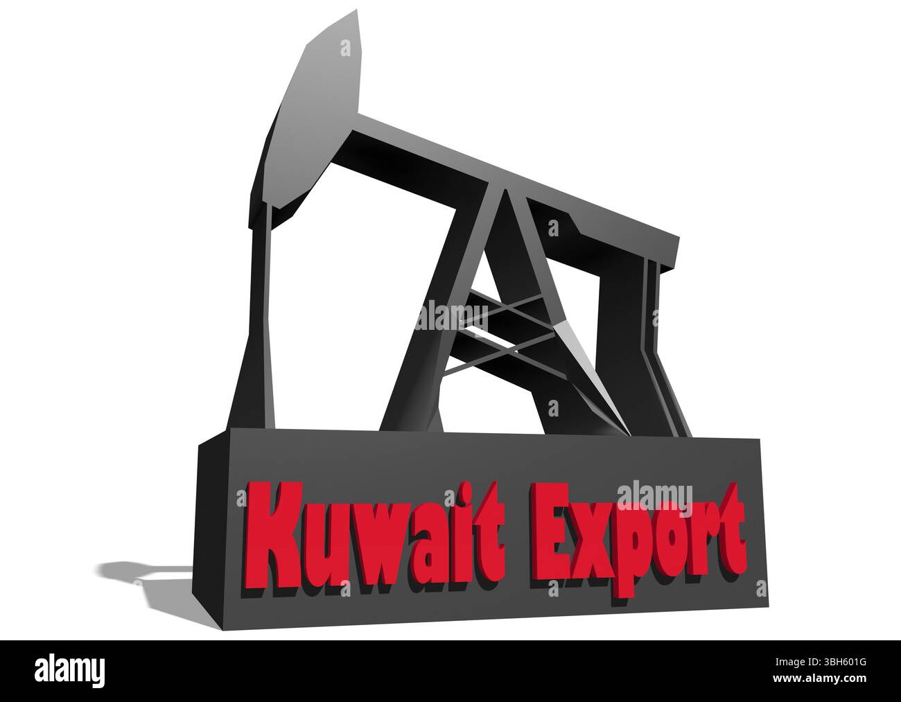 Pompe à huile et Kuwait Export pétrole brut nom. Énergie et puissance arrière-plan relatif. Rendu 3D. Banque D'Images