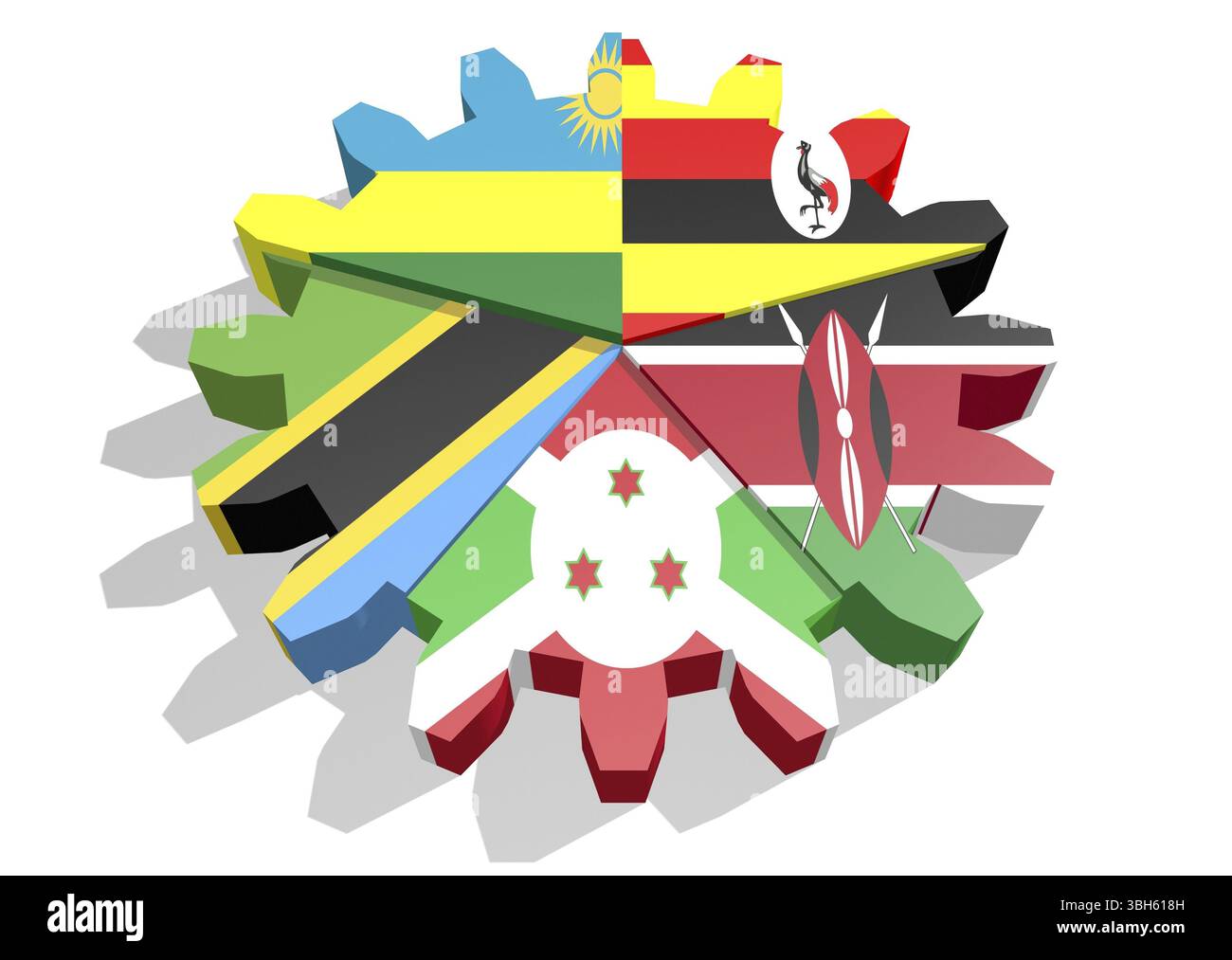 Communauté de l'Afrique de l'association des cinq membres de l'économie nationale les drapeaux sur la couronne Banque D'Images