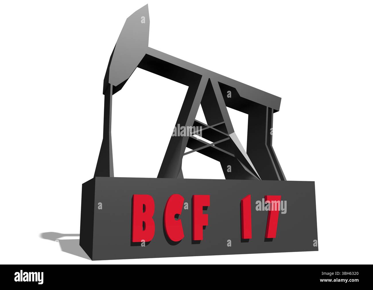 Pompe à huile et nom de pétrole brut BCF 17. Énergie et puissance arrière-plan relatif. Rendu 3D. Banque D'Images
