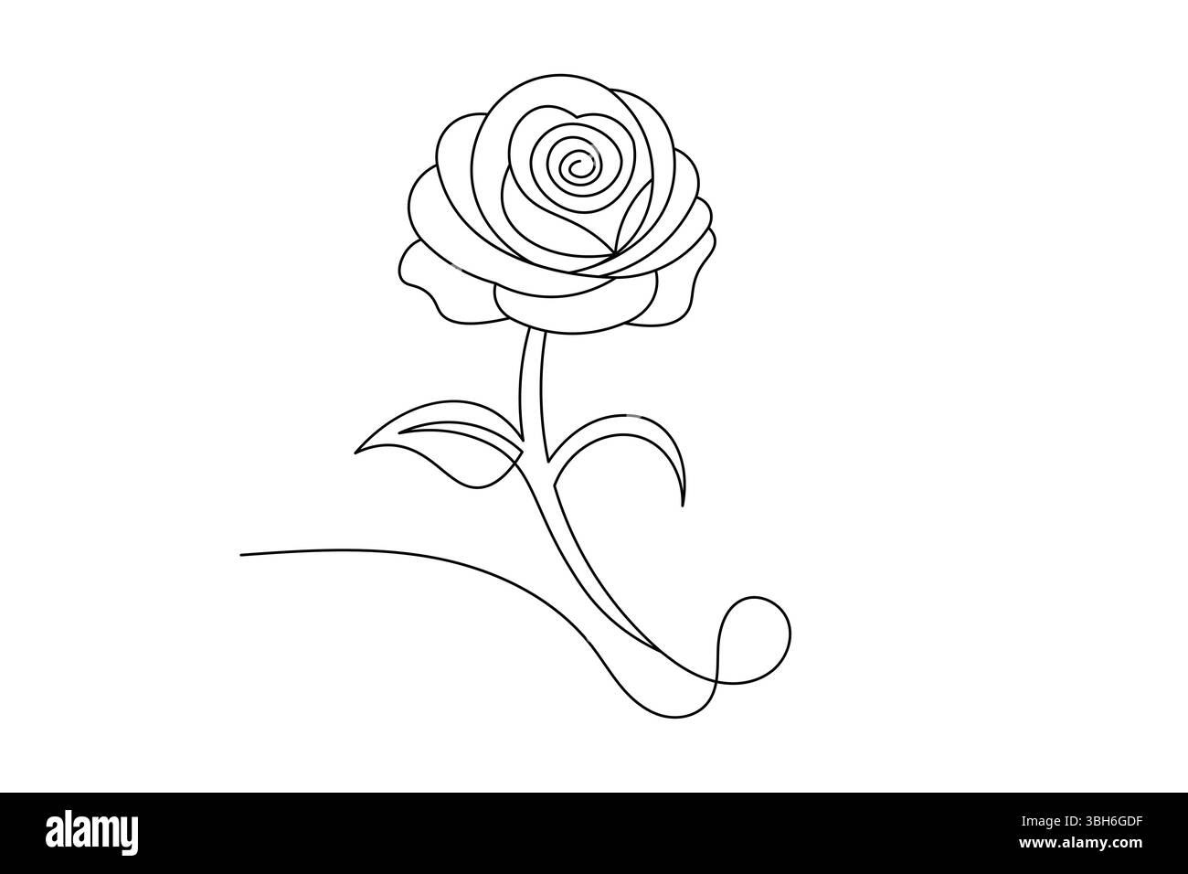 Fleur de rose dessin de ligne continue élégant une ligne Art d'une rose minimaliste. vecteur Illustration de Vecteur
