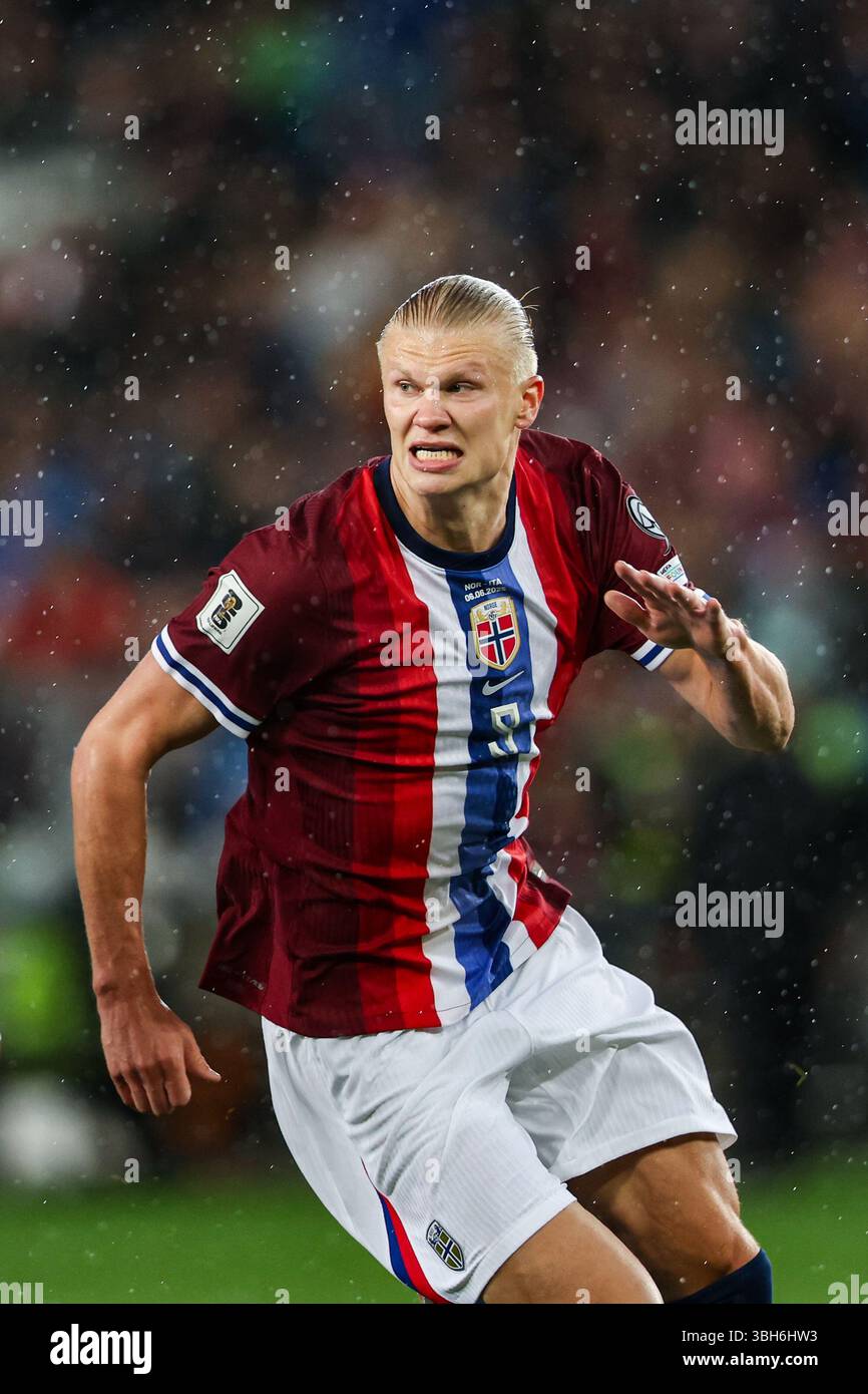 Oslo, Pologne. 06 juin 2025. Erling Haaland de Norvège vu lors du match de football des qualifications de la Coupe du monde d'Europe 2026 entre la Norvège et l'Italie au stade Ullevaal (Oslo). Score final ; Norvège 3 :0 Italie. Crédit : SOPA images Limited/Alamy Live News Banque D'Images