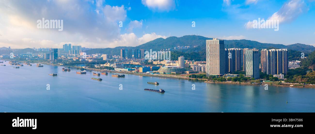 Environnement urbain de Pearl Bay, Nansha Free Trade zone, Guangzhou, Chine Banque D'Images